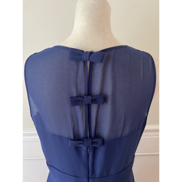 Hobbs London Ashling Dress Chiffon Bow Back Blue 8 - Picture 6 of 9